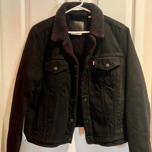 Levi Ex-boyfriend Black Sherpa Trucker Jacket